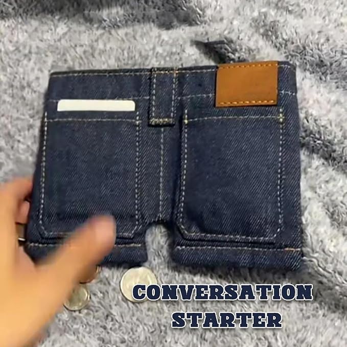 🏆Hot Sale⚡Mini Jeans Shaped Wallet - Denim Bifold Wallet for Men & Women detail view